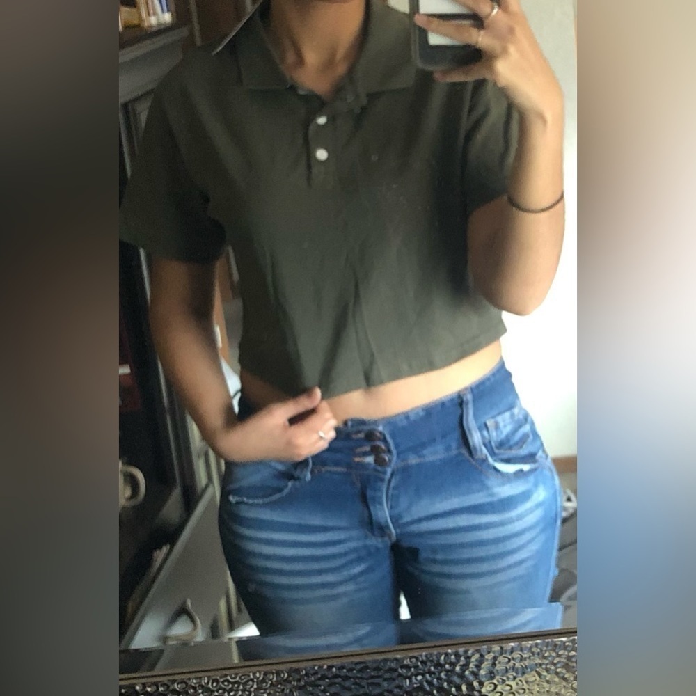 Army Green Crop Top; small; Wild Fable